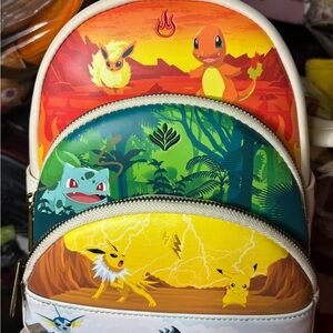 Loungefly Pokémon Triple Pocket Backpack - Red, Green, Yellow